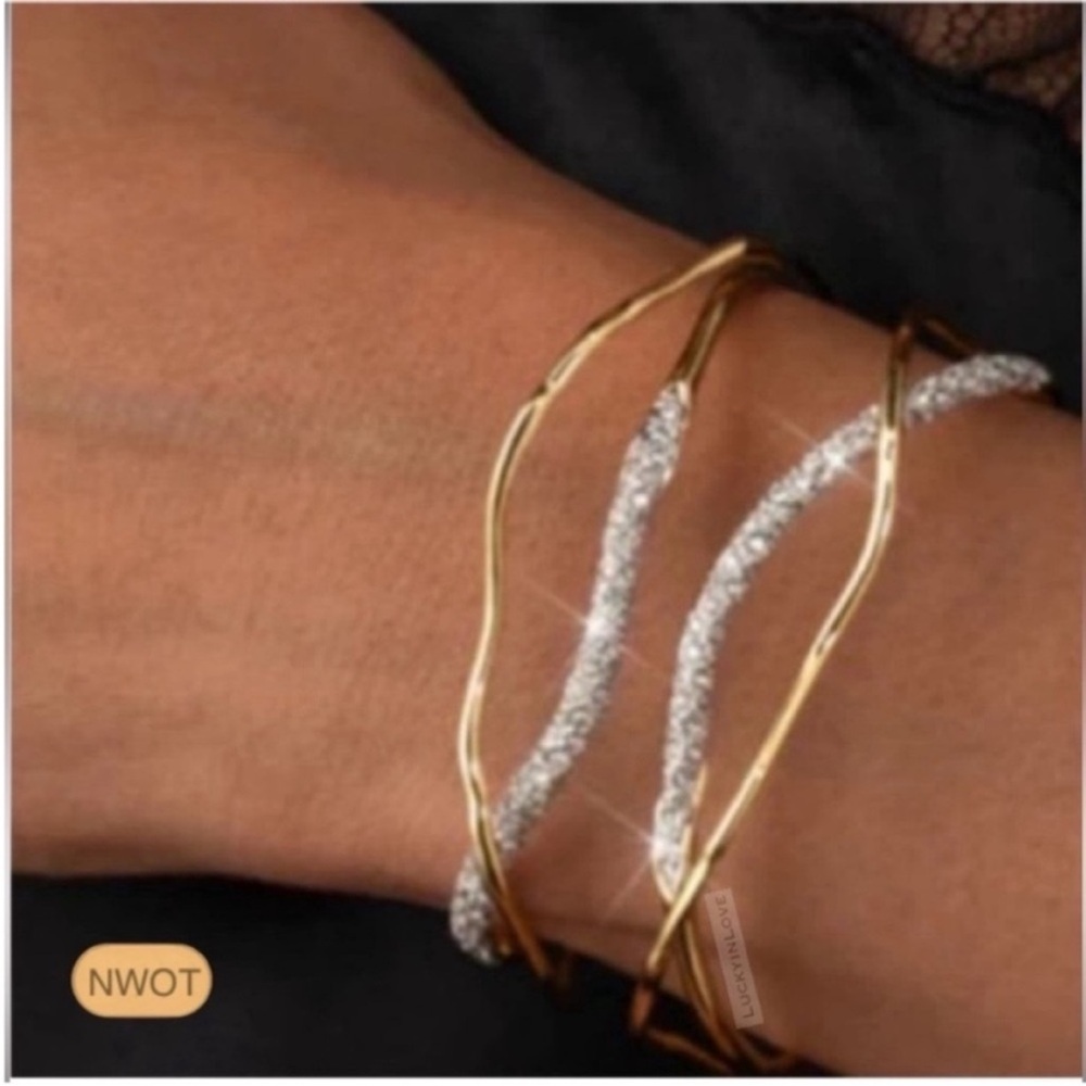 ALEXIS BITTAR • Solanales Gold Silver Crystal Cuff Bracelet